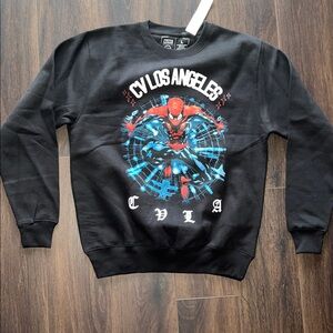 CVLA‎ x Marvel Men's Spider-Man Black Crew Neck Sweatshirt, Size: Large